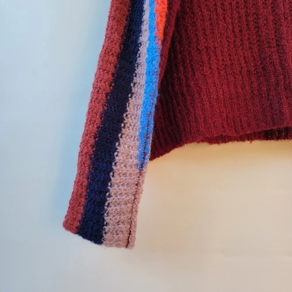 Free People New See the Rainbow Alpaca Striped Sweater Size XS Boho Scandi
